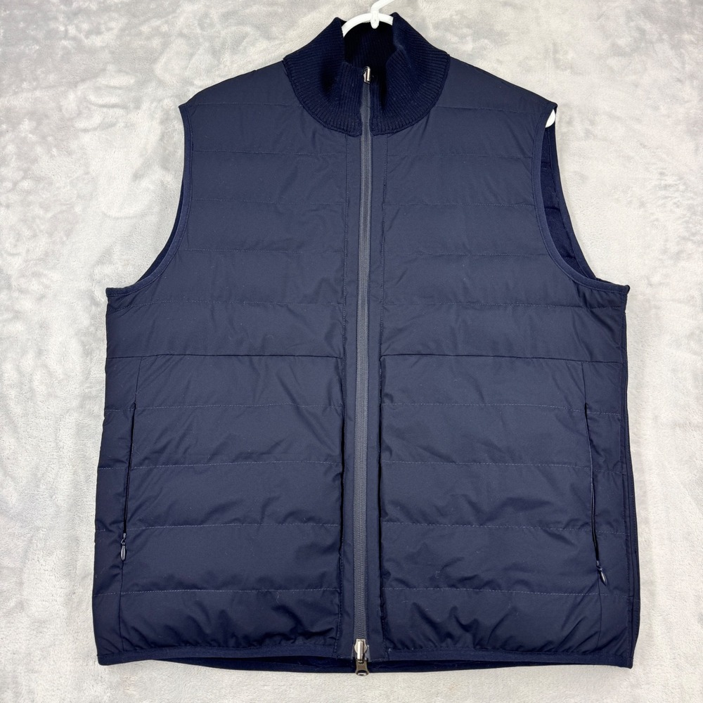 COLLARS & CO Regent Reversible Quilted Wool Vest Mens M Navy Blue Puffer‎ NWOT